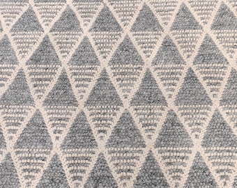 5x8 Handwoven Geometric Wool Rug, Grey Ivory Diamond Area Rug, Scandinavian Boho Textured Loop