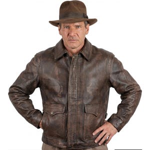 Ręcznie robiona brązowa skórzana kurtka Indiana Jones Lost Ark – płaszcz w stylu vintage Harrison, klasyczny strój przygodowy