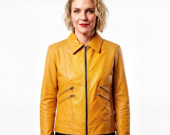 Pluribus Carol Sturka Yellow Leather Jacket – Rhea Seehorn Inspired Cosplay & Fashion Unisex Outfit