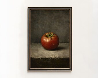 Vintage Tomato Still Life Painting, Farmhouse Kitchen Art, PRINTABLE Digital Art Download