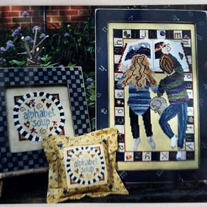 Sam Sarah “Alphabet Soup” Cross Stitch Pattern #8885 w/ JABC Buttons Embellishment Pack
