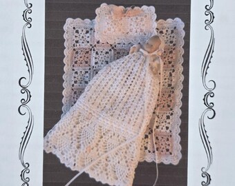 Vintage Thurlow Originals Crochet Doll Pattern TCDF179 – Byelo Baby Christening Set with Blankets & Pillow