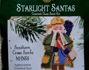 Mill Hill | Starlight Santas | SOUTHERN CROSS Santa Claus | Christmas | Beaded Cross Stitch Kit | Counted Needlework | Cross Stitch Kit