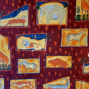 Cotton Fabric | Alexander Henry | JUNGLE BOX BATIK | Animals | Vintage | Phillip de Leon | Oop | Quilting | Quilter&#39;s Cotton | By The Yard