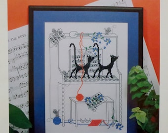 Cross Stitch Pattern | Holly Gordon | PRACTICE MAKES PERFECT | Imaginating | Black Cats | Piano | Counted Cross Stitch Pattern | Chart