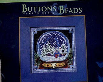 Mill Hill | Winter Series | SNOW GLOBE | Buttons & Beads Kit | Winter Series | Counted Needlework | Cross Stitch Kit