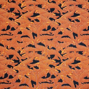 Cotton Fabric | Moda Fabric | Koi Garden | Black | Japanese Fish | Asian | Oriental | Rare | Oop | Quilting | Quilter&#39;s Cotton | By The Yard