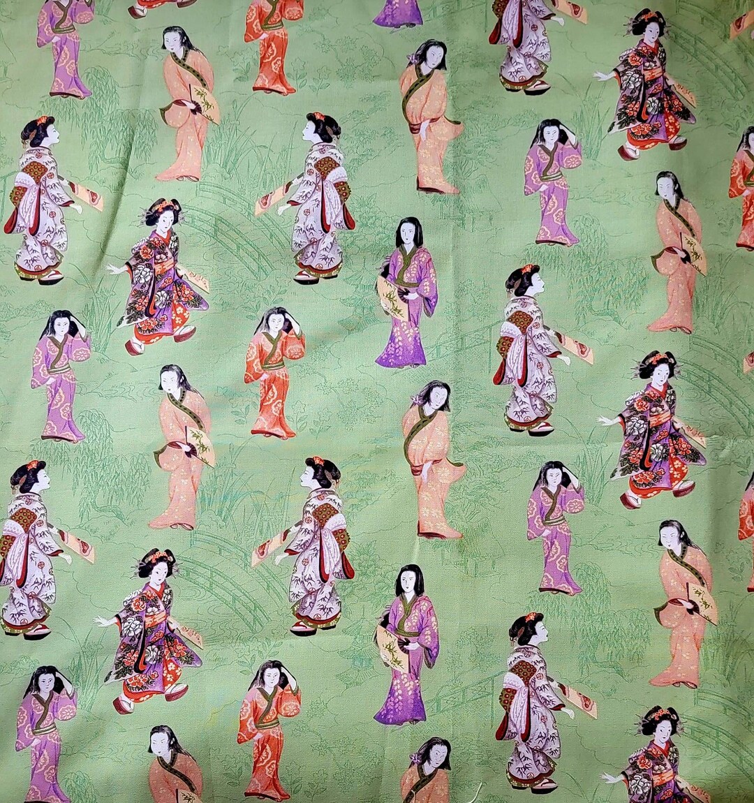 Cotton Fabric Robert Kaufman 3744 Geisha Japanese Etsy