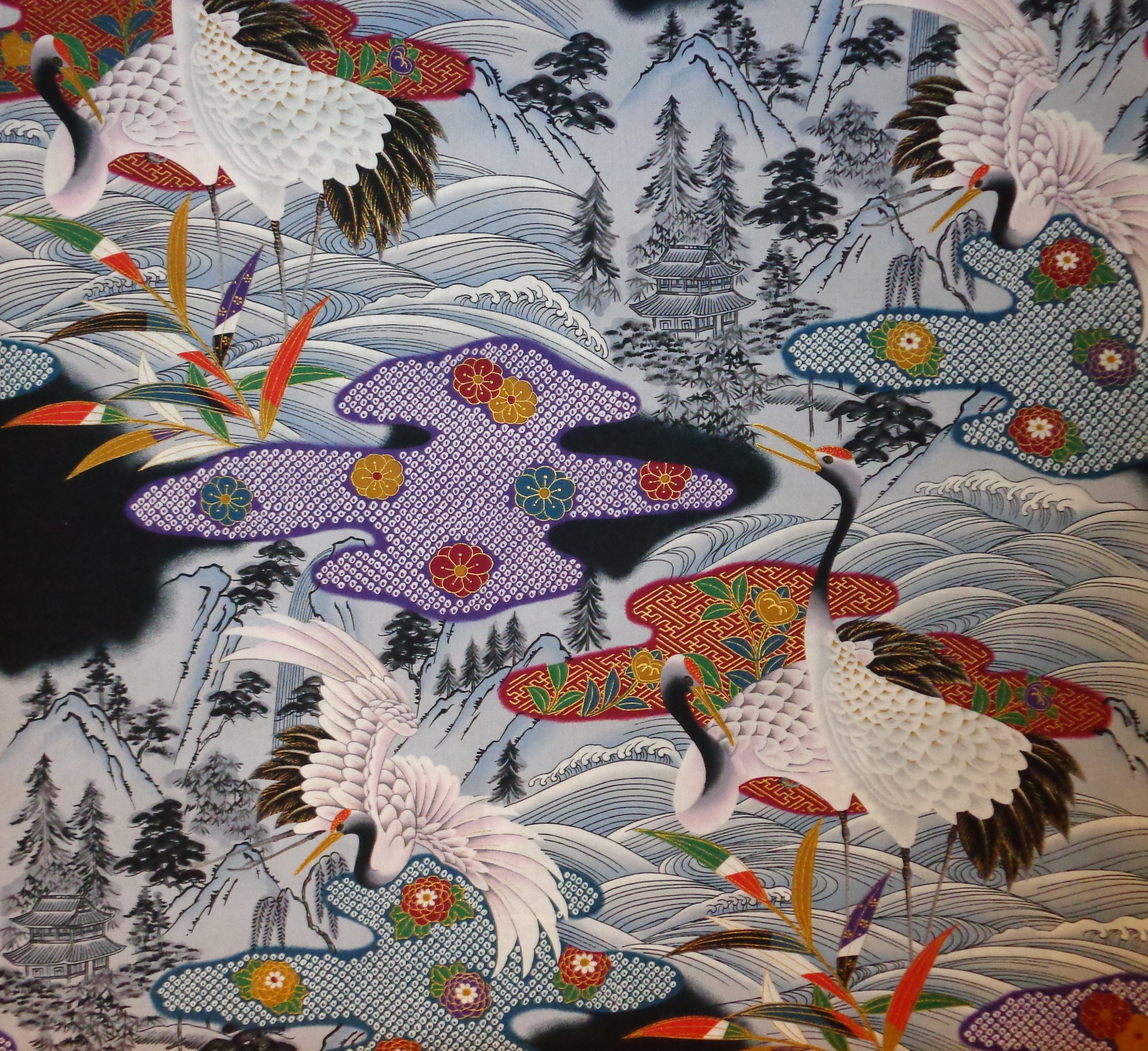 Tissu 100/% coton Hoffman Numériquement Imprimé Noël Holly Metalic
