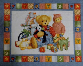 Cotton Fabric | BLUE JEAN Teddy BEAR | Baby Quilt | Toys | Fabric Panel | Springs | Daisy Kingdom | Vintage Fabric | Quilter's Cotton