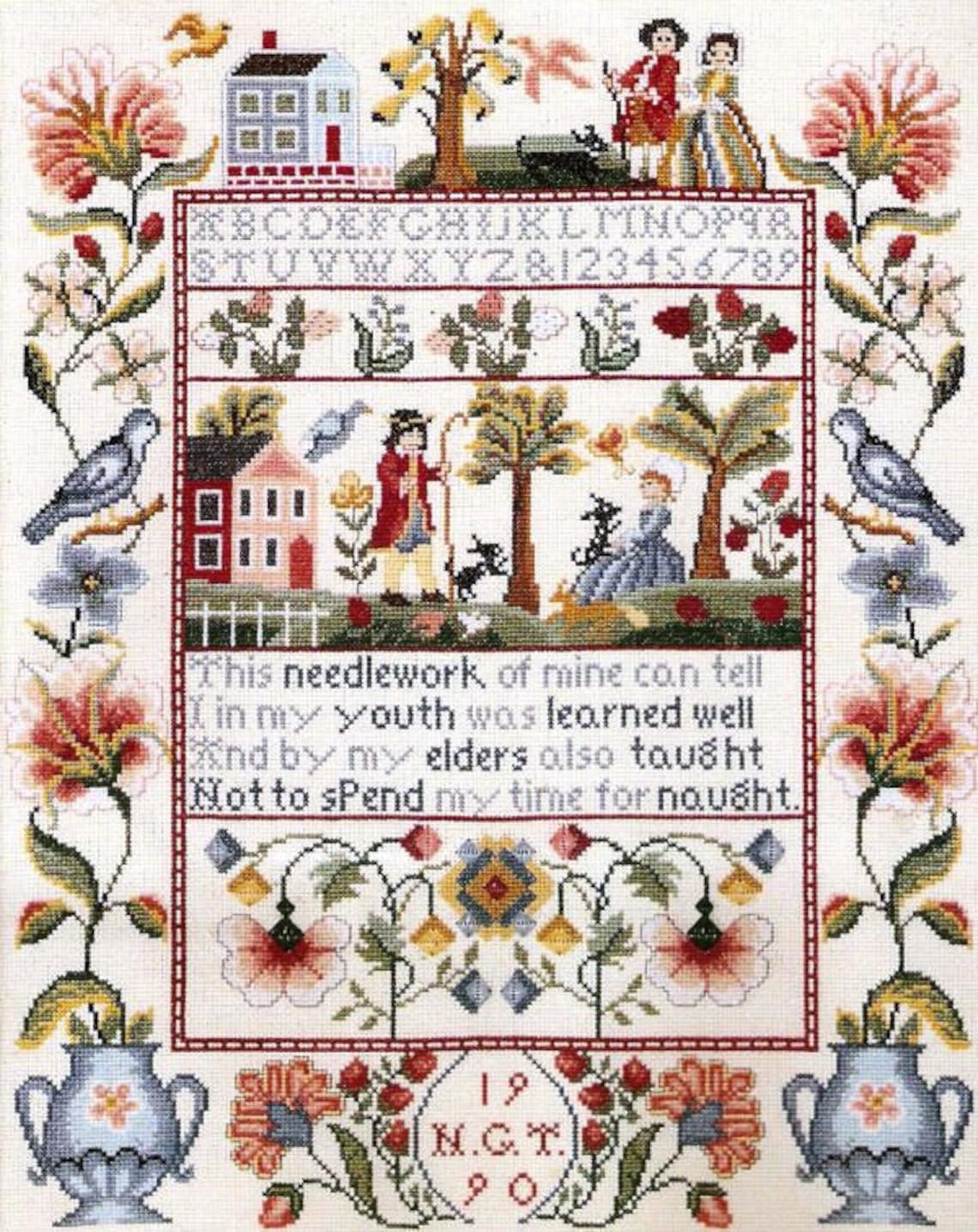 Elsa Williams Jacobean WISDOM SAMPLER Counted Cross Stitch Kit Etsy