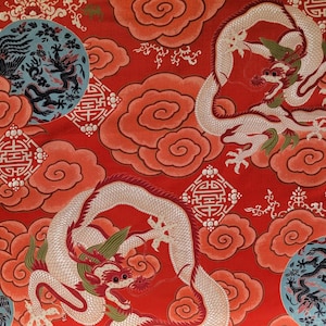 Cotton Fabric | Sentimental Studios | 15820 | KUMA | Moda | Japanese | Dragon | Flowers | Asian | Quilting | Quilter&#39;s Cotton | By The Yard