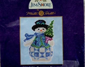 Mill Hill | Jim Shore | EVERGREEN SNOWMAN | Christmas | Beaded Cross Stitch Kit | Counted Needlework | Cross Stitch Kit