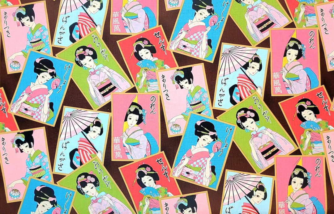 Cotton Fabric Robert Kaufman KAWAII ASIAN GEISHA Japanese Asian Very