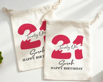 21th Birthday Drawstring Bag/Custom Photo Bag/Birthday Favor Bag/Gift Wrap/Eco Friendly Gift Bag/Printed Hangover kit/Aged to Perfection Bag