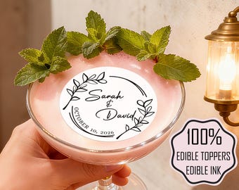 Wedding Party Toppers/Personalised Edible Wafer Cocktail & Cupcake Toppers/ Big Party Decor/ Custom Wedding Gifts/ Hen Party / Bridal Shower