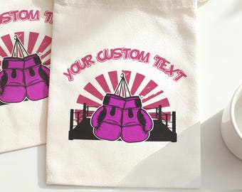 Personalized Cotton Drawstring Favor Bag, Custom Boxing/Sports/Kids Goodie Bag