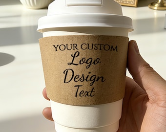 Customizable Coffee Cup Sleeves, Logo Print, Kraft or White