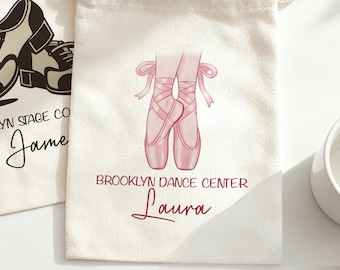 Personalized Ballet Tap Shoe Bag, Custom Cotton Drawstring Goodie Bag