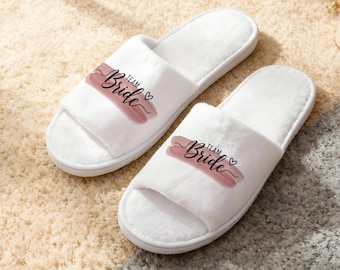 Personalized Bridal Party Slippers, Custom Bridesmaid Gift, Disposable Wedding Favor, Bachelorette Party Thank You Keepsake