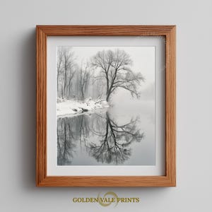Tree Reflection In River – Soft Tones – Landscape Art