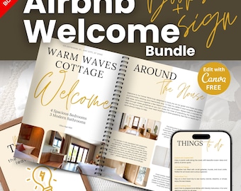 Airbnb Welcome Book Template | Interactive Digital Book | Mobile & Printable Guidebook | Vacation Rental Guest Book