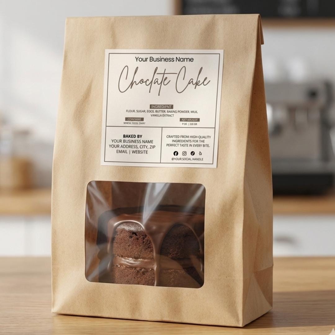 Editable Cottage Food Label, Printable Food Label, DIY Bakery ...