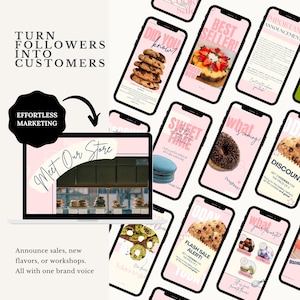 Editable Cottage Bakery Business Templates: Cake Order Form, Invoice, Scan To Pay Sign, Price List, Cookie Care Card, Social Media Marketing