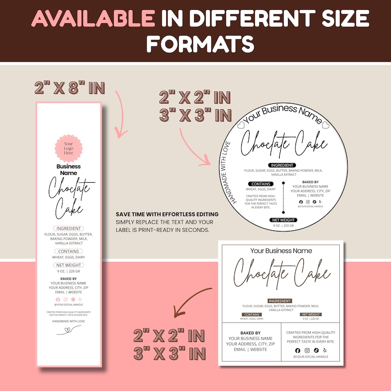 Editable Cottage Food Labels, Bakery Ingredient Stickers, Canva ...