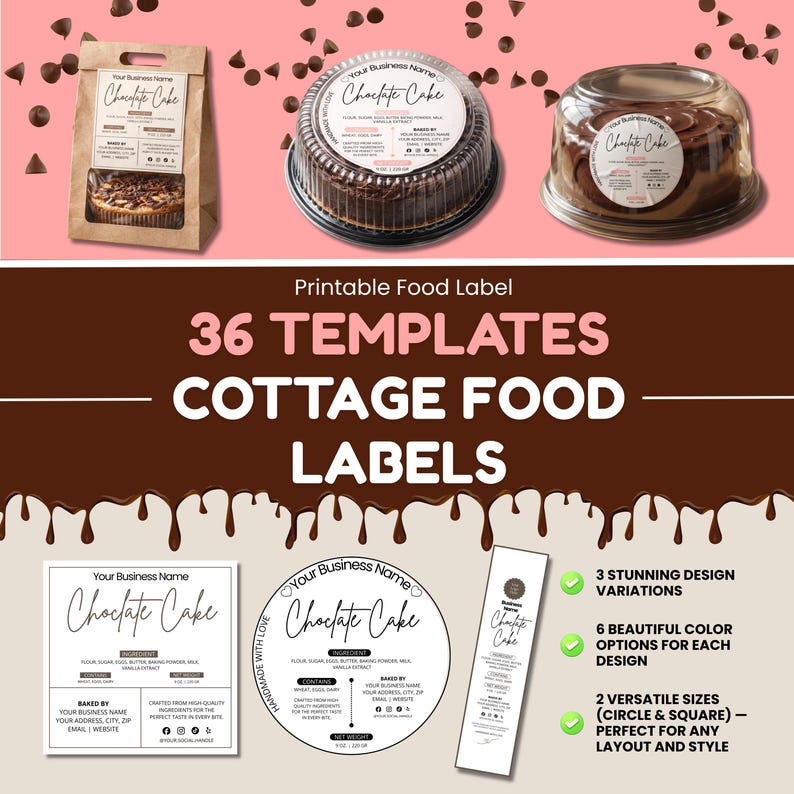 Editable Cottage Food Labels, Bakery Ingredient Stickers, Canva ...
