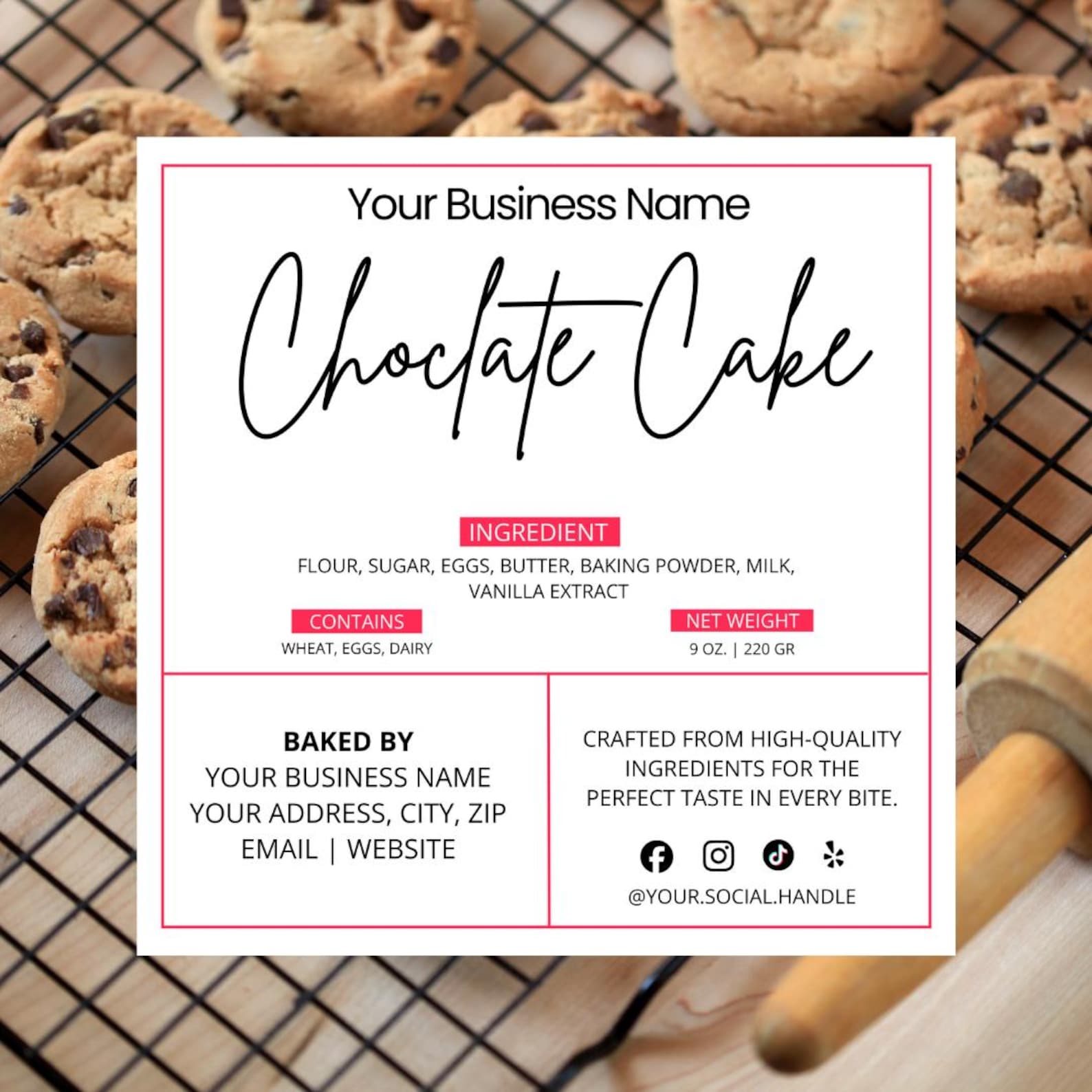 Editable Cottage Food Label, Printable Food Label, DIY Bakery ...