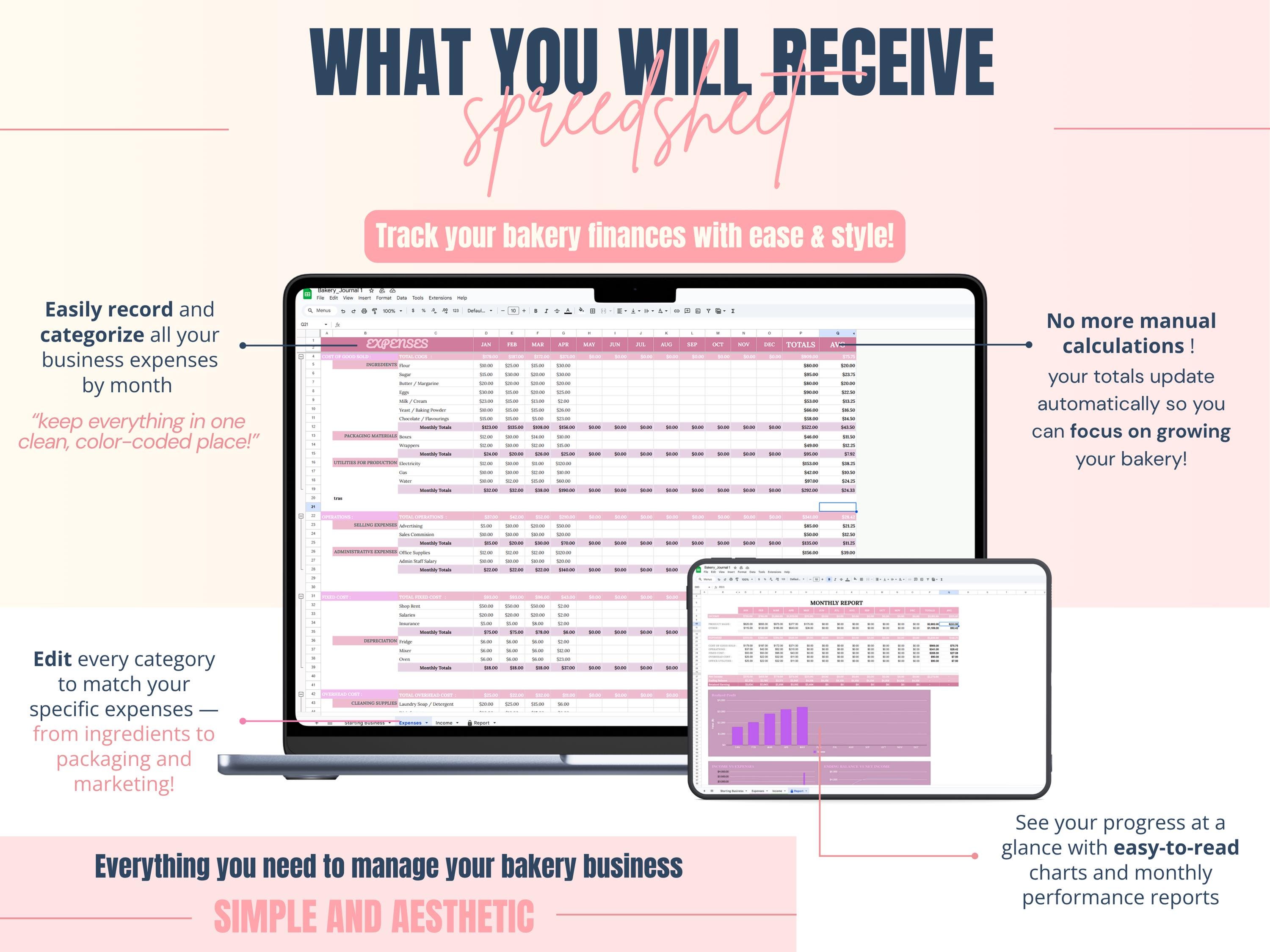 Home Baker Recipe Cost Pricing Calculator Bookkeeping Spreadsheet Excel ...