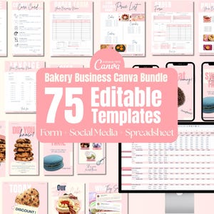Pacchetto di avvio per attività di pasticceria modificabile / Foglio di calcolo per pasticceria, fattura digitale, moduli d'ordine, listino prezzi, agenda giornaliera e schede per la cura delle torte