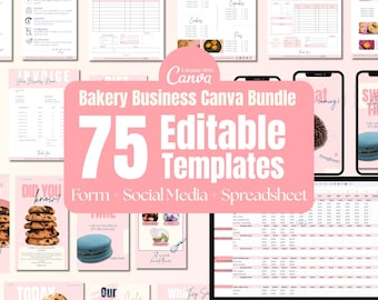 Editable Bakery Business Startup Package | Bakery Spreadsheet, Digital Invoice, Order Forms, Price List, Daily Planner & Cake Care Cards