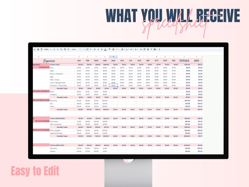 Home Baker Recipe Cost Pricing Calculator Bookkeeping Spreadsheet Excel ...