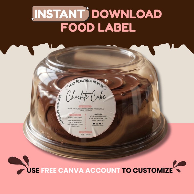 Editable Cottage Food Labels, Bakery Ingredient Stickers, Canva ...