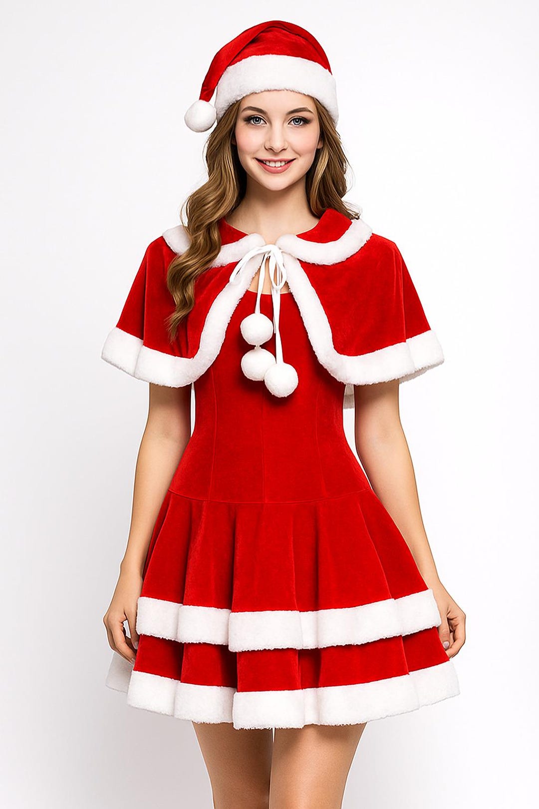 Red Velvet Santa Dress Costume • Faux Fur Trim, Cape & Hat Etsy — free download