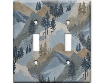 Mountain Forest Switch Plate Cover, Rustic Woodland Light Switch Cover, Pine Tree Wall Plate, Cabin Nature Home Decor