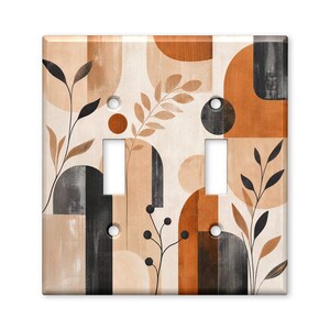 Tan Rust Black Botanical Arches Light Switch Plate Cover Decorative Toggle Outlet GFCI Wall Plate Home Decor