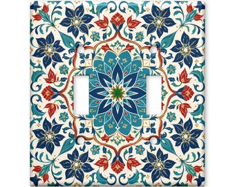 Mediterranean Floral Tile Light Switch Cover, Moroccan Mosaic Switch Plate Cover, Colorful Ceramic Wall Plate, Spanish Decor