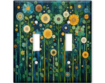 Whimsical Wildflower Light Switch Cover, Modern Botanical Switch Plate Cover, Colorful Floral Wall Plate, Nature Home Decor