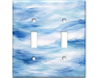 Abstract Watercolor Light Switch Cover, Minimalist Wall Plate Cover, Modern Brushstroke Home Decor, Coastal Switch Plate