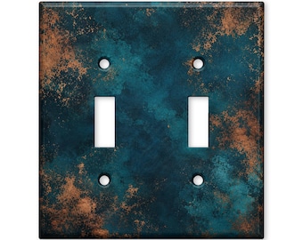 Teal Copper Patina Switch Plate Cover, Industrial Light Switch Cover, Rustic Metal Wall Plate, Modern Farmhouse Home Decor