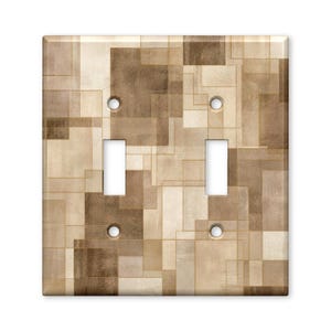 Tan Brown Angular Geometric Light Switch Plate Cover Decorative Toggle Outlet GFCI Wall Plate Home Decor