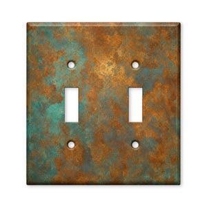 Turquoise Rust Abstract Patina Brown Light Switch Plate Cover Decorative Toggle Outlet GFCI Wall Plate Home Decor