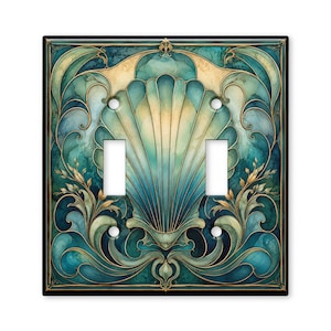 Art Nouveau Seashell Switch Plate Cover, Coastal Light Switch Cover, Ocean Shell Wall Plate, Vintage Beach Home Decor