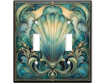 Art Nouveau Seashell Switch Plate Cover, Coastal Light Switch Cover, Ocean Shell Wall Plate, Vintage Beach Home Decor