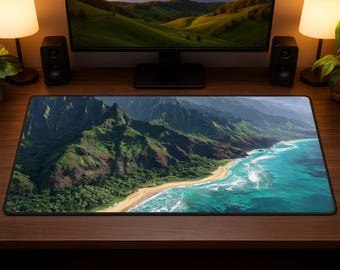 Hawaiian Beauty Desk Mat Cute, Hawaii XL Mouse Pad, Large Desk Mat Pad, Gaming Desk Pad, Kawaii Mousepad, Aesthetic Desk Protector