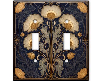 Art Nouveau Floral Light Switch Cover, Elegant Botanical Poppy Decor, Vintage Nature Wall Plate, Double Toggle Switchplate