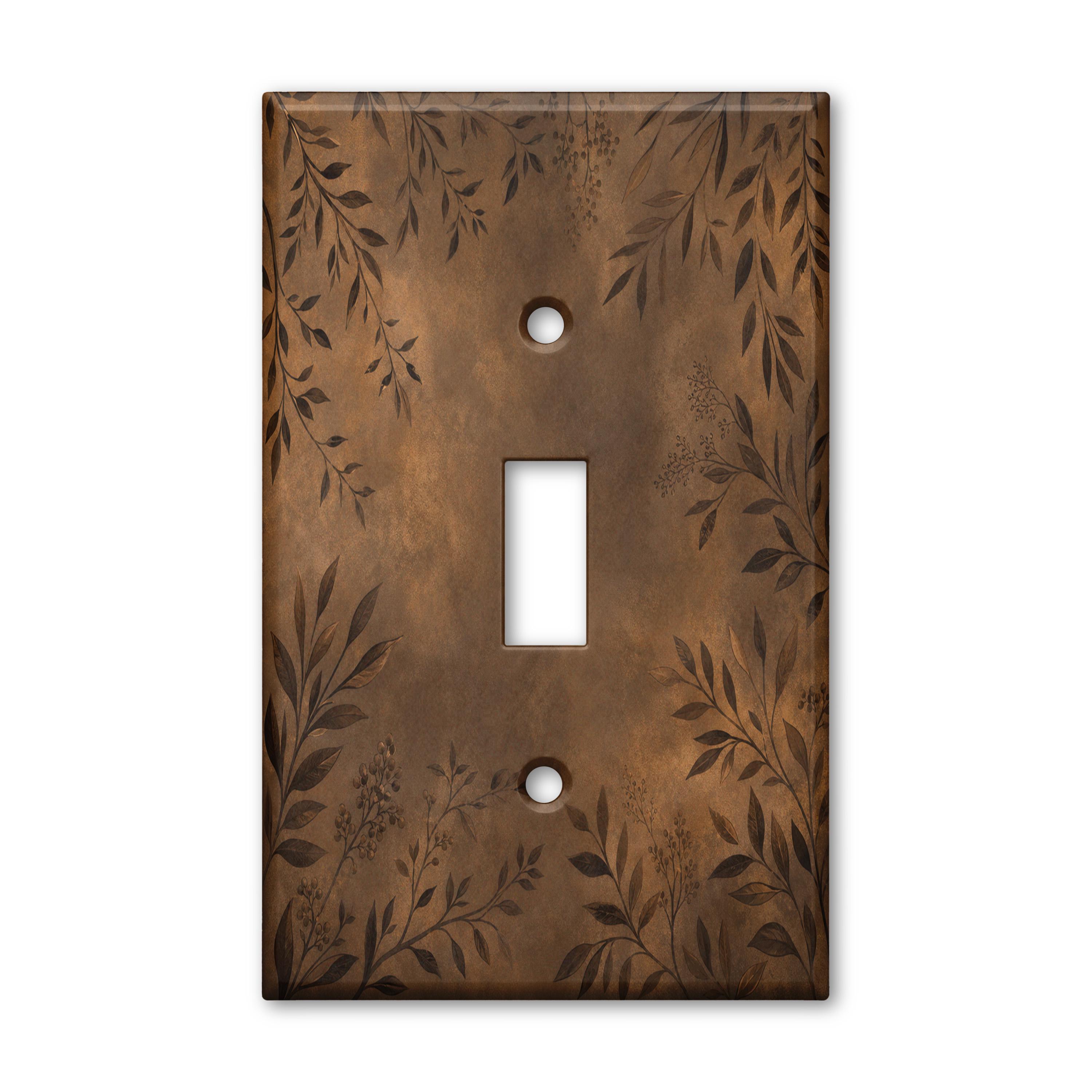 Black Gold Dot Swirl Brown Light Switch Plate Cover Decorative Toggle Outlet